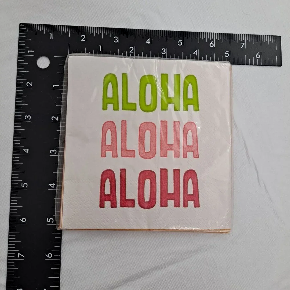 Aloha Party Napkins Green Pink Red Orange 10 Count